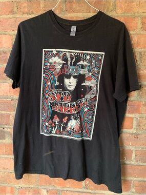 Syd Barrett graphic Unisex Adult Large  Cotton T-Shirt / Black